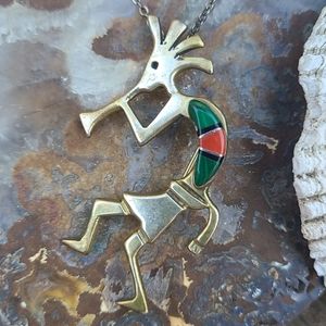 Kokopelli Sterling Navajo Pendant